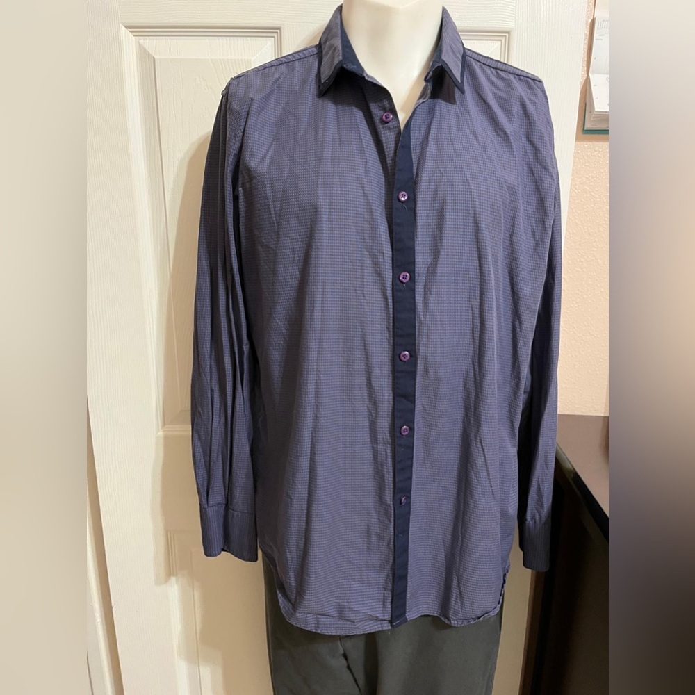 (20) INC International Concepts Men's Dark Purple Button-Down Shirt